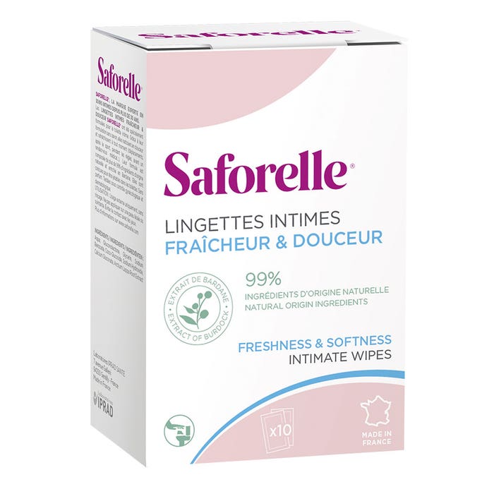 Disposable Intima Wipes 10 Individual Sachets Saforelle