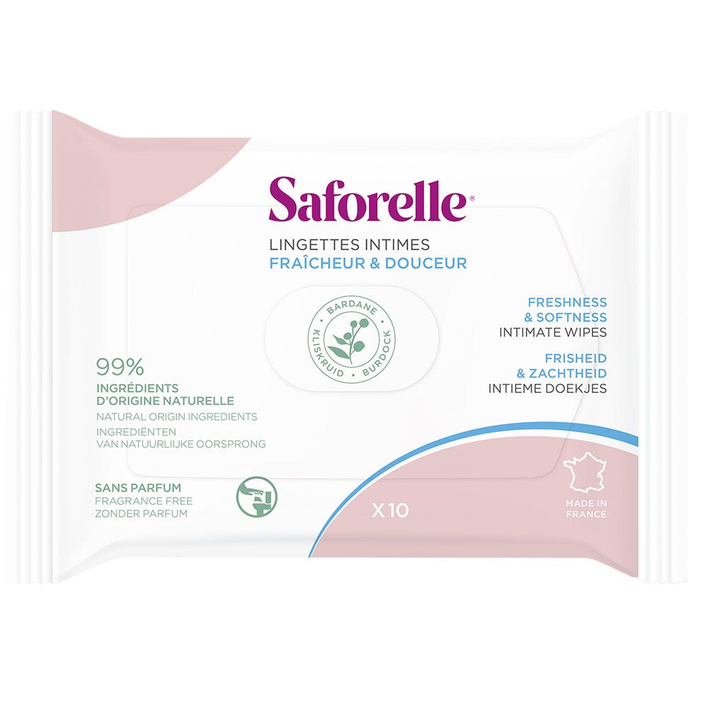Saforelle Ultra Soft Female Wipes Format Poche x10