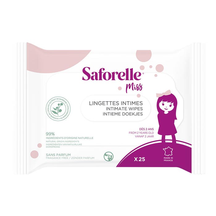 Intimate Wipes x25 Miss Biodegradable Saforelle
