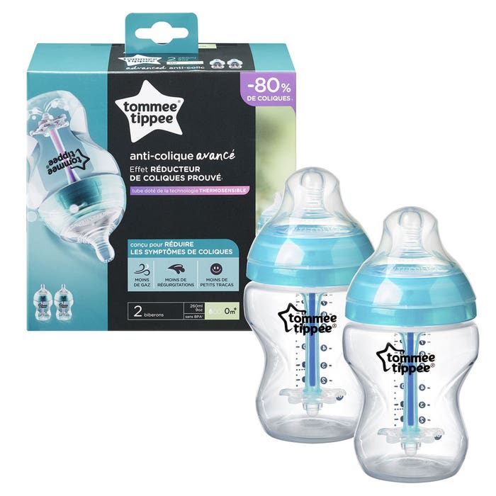 Aac Anti Colic Bottles Slow Flow From Birth X2 260 ml Tommee Tippee