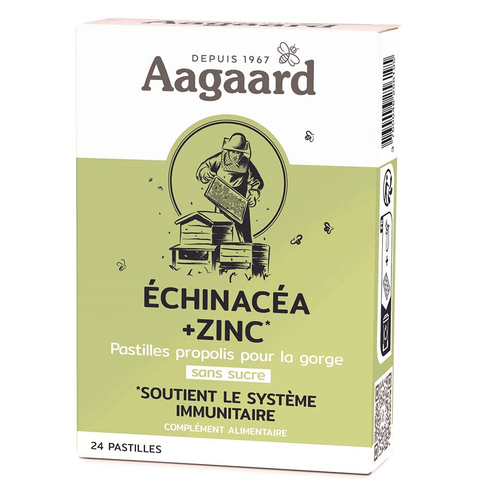 Aagaard Sugar Free Propolis Echinacea + Zinc Pastille 24 tablets