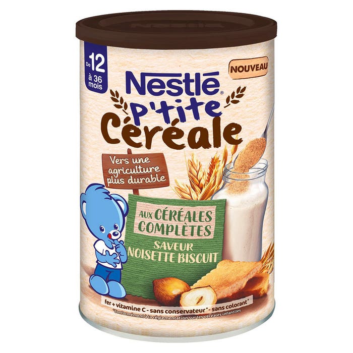 Nestlé P'tite Cereale Hazelnut Biscuit flavour From 12 Months Saveur Noisette Biscuit 12 à 36 Mois 415g