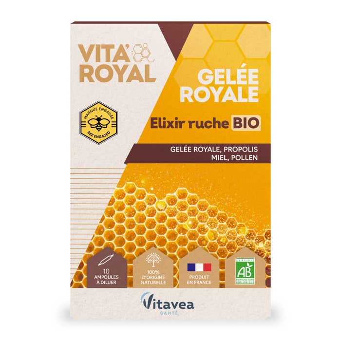 Organic Hive Royal Jelly Elixir 10 ampulas Vita'Royal Vitavea Santé