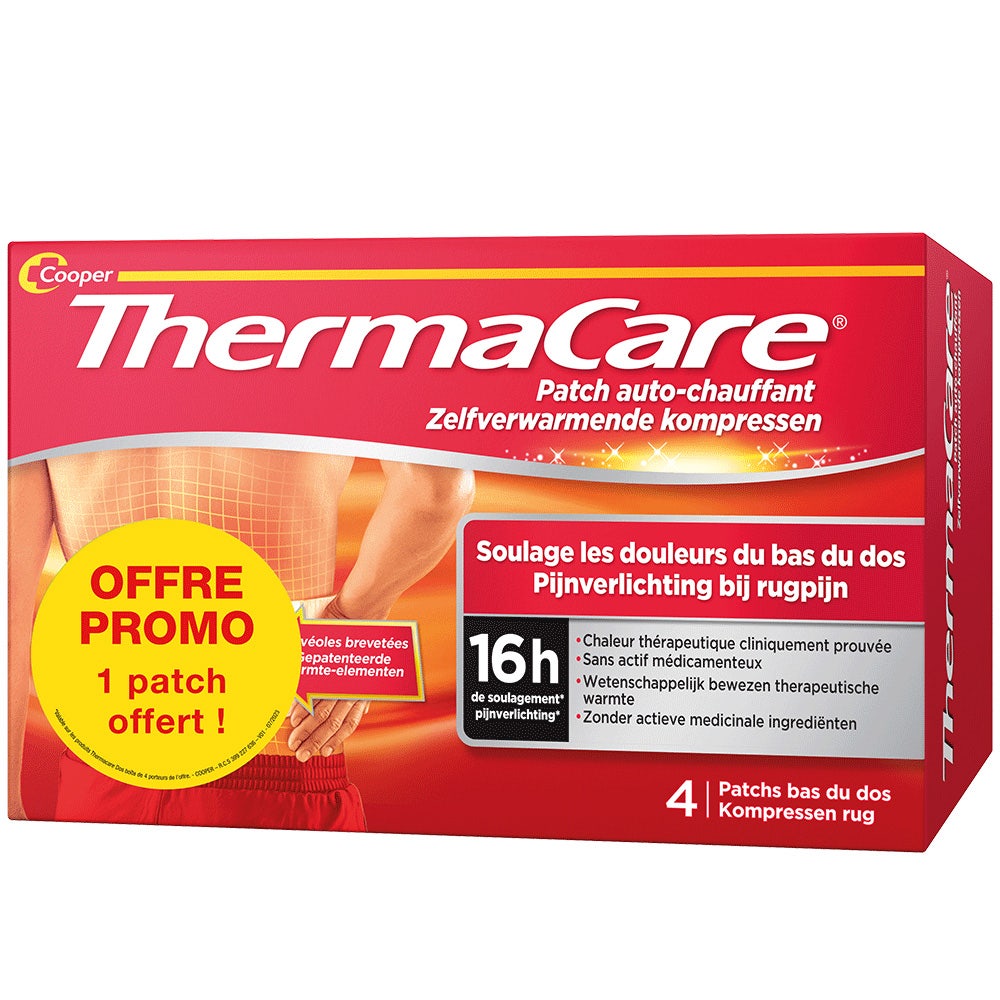 Thermacare Self-Heating Patches eases lower back pain 4 x 1 (buy 3, get 1 free)