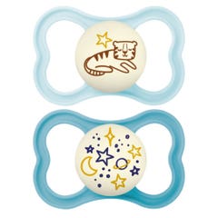 Mam Suprême Nuit Suprême Night Silicone Symmetric Soothers 6 months and Plus x2