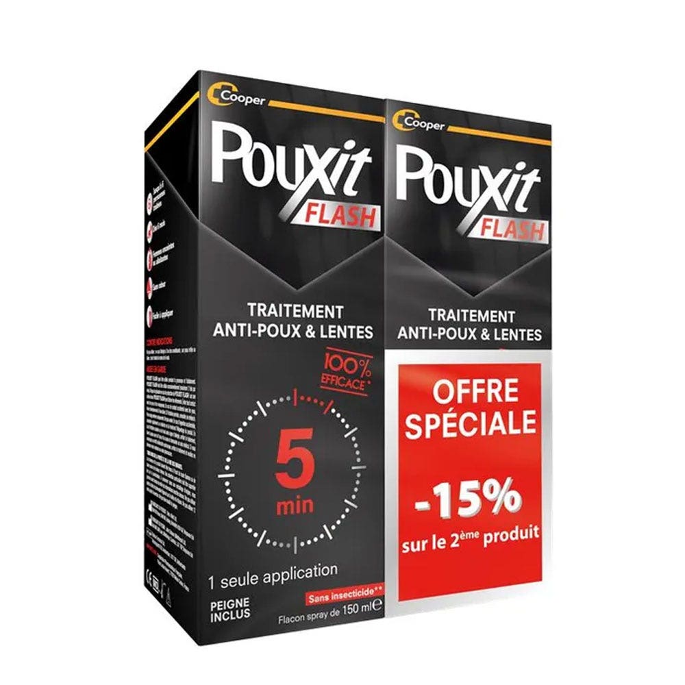 Pouxit Flash Anti-Lice and Nits Treatment 2x150ml - Easypara