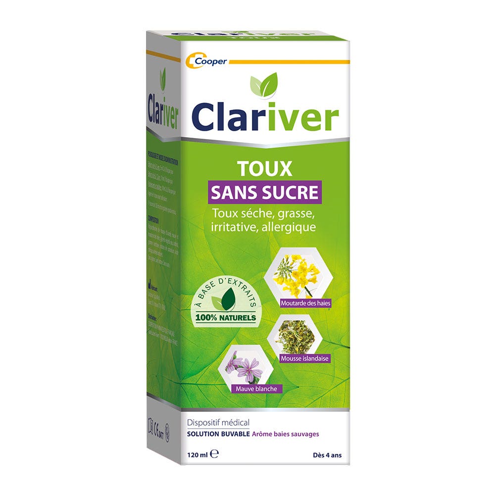 Clariver Adult Cough Syrups Sans sucre 120ml