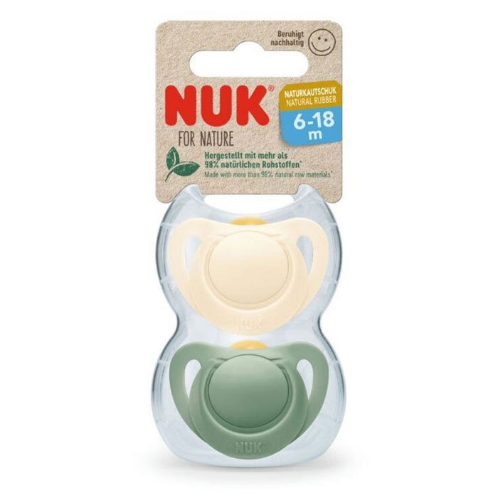 Nuk For Nature Natural Rubber Pacifier 6 to 18 months x2