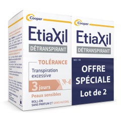 Etiaxil Detranspirants Roll-on Deodorant Excessive Sweating Tolérance Sensitive Skin 2x15ml