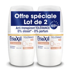 Etiaxil Antiperspirant Déodorant Roll-on 48H Tolérance Sensitive Skin 2x50ml