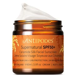 Antipodes Supernatural SPF50+ Crème Solaire Visage Soyeuse aux Céramides 60ml