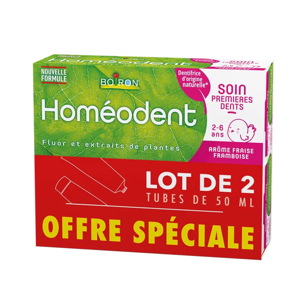 Boiron Homeodent Toothpaste First Teeth Care 2-6 Strawberry 2x50ml