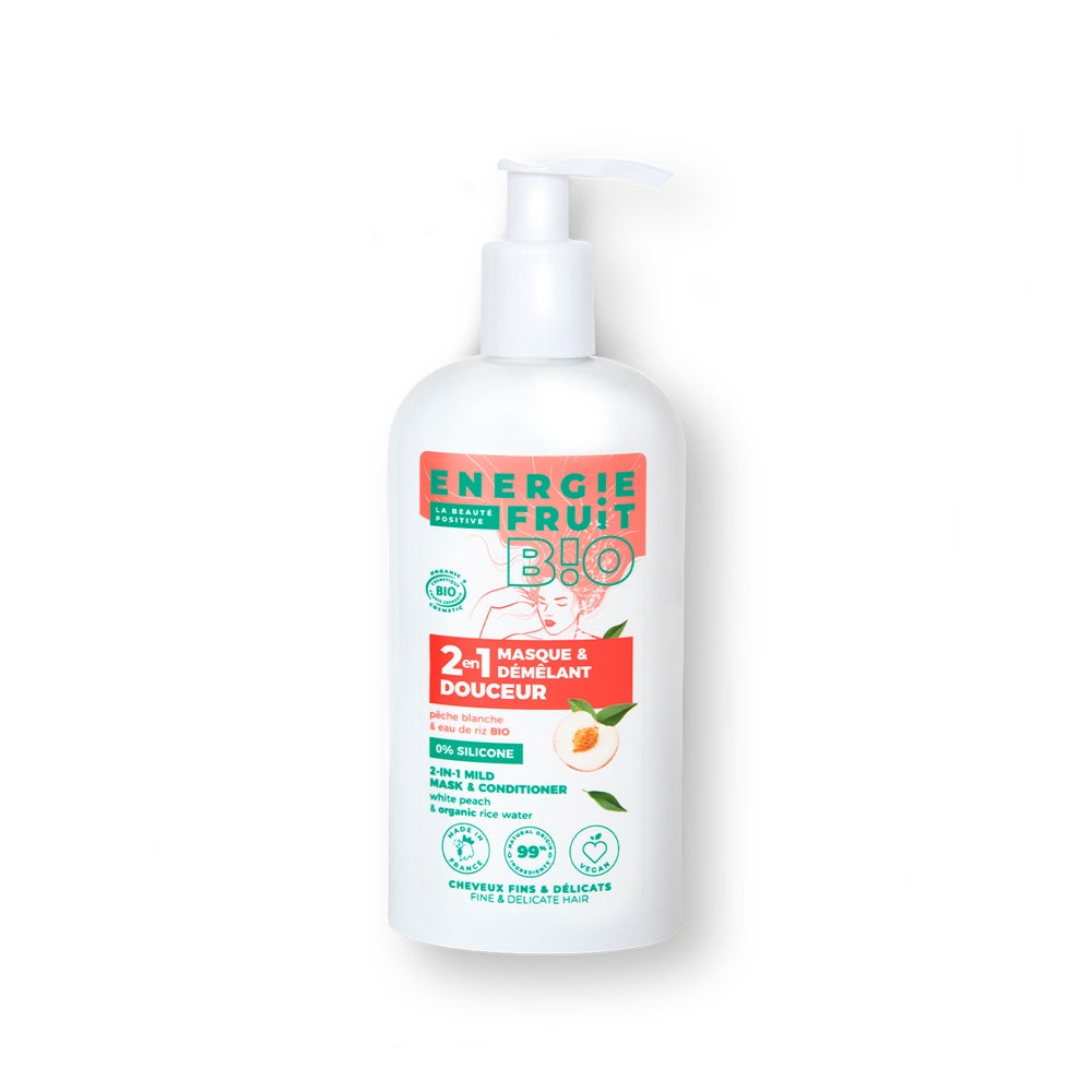 Energie Fruit 2 in 1 White Peach & Organic Rice Water Masks Fine Hair 300ml
