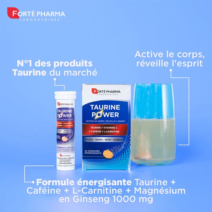 Fort Pharma Taurine Power enriched with caffeine and L-carnitine 30 effervescent tablets Fort Pharma Taurine Power enriched with caffeine and L-carnitine 30 effervescent tablets
