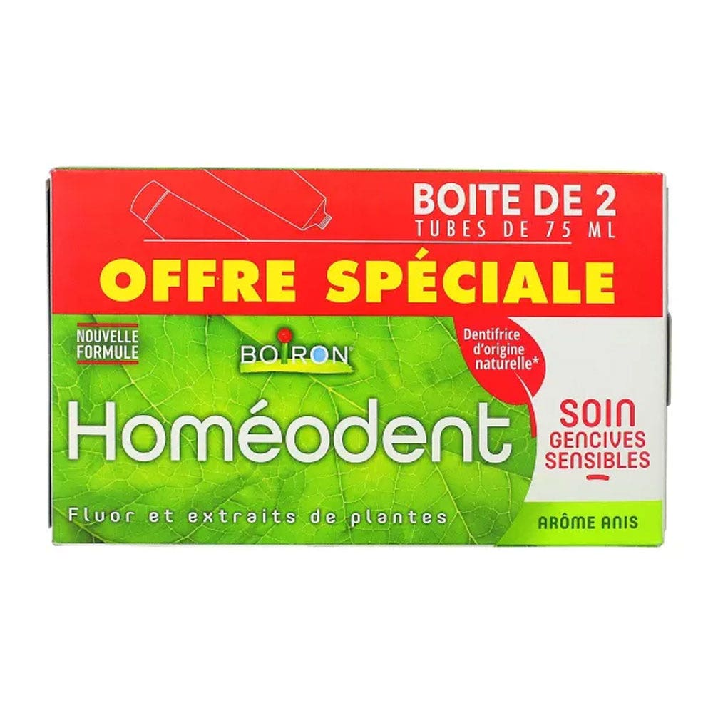 Boiron Homeodent Toothpaste Care Sensitive Gums Aniseed flavouring 2x75ml