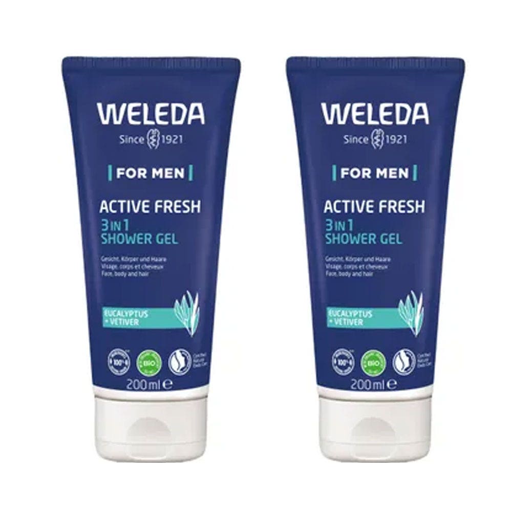 Weleda Man Active Fresh 3 en 1 Gel Douche 2x200ml