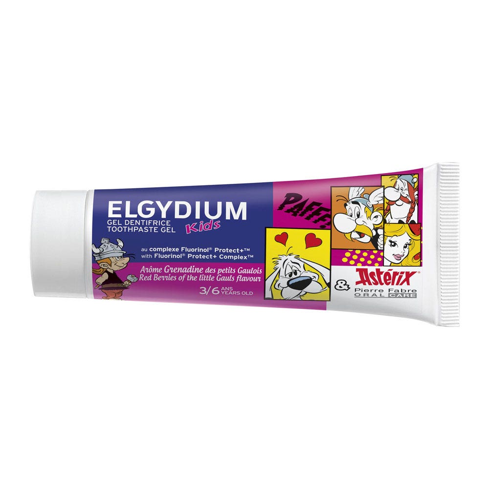 Elgydium Toothpaste Gel Kids Asterix Grenadine Flavour 3/6 Years 50ml