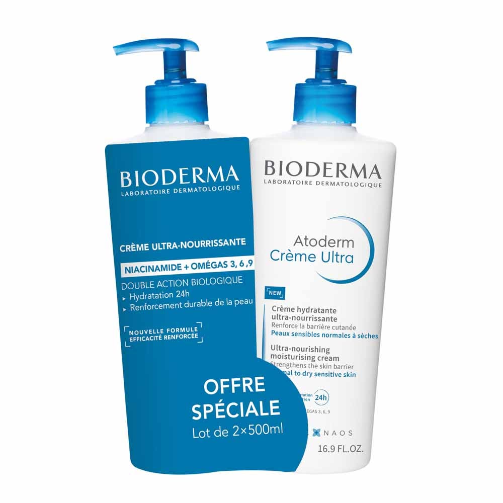 Bioderma Atoderm Ultra-nourishing body cream Ultra-nourrissant Peaux sensibles normales à sèches 2x500ml