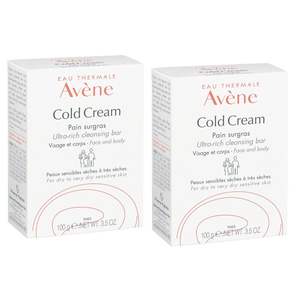 Avène Cold Cream Superfatted Face and Body Bar for Sensitive Skin 2x100g