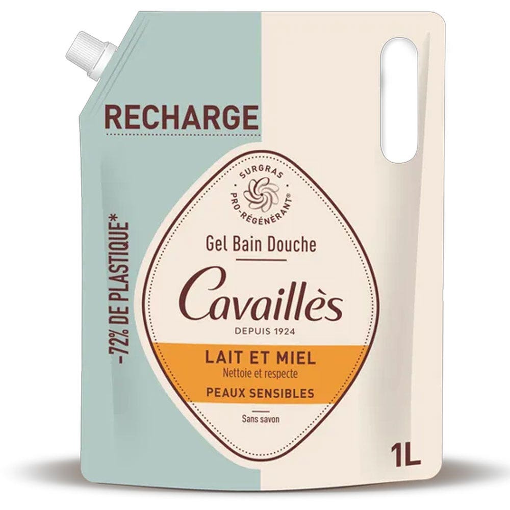Cavaillès Refill Milk & Honey Bath and Shower Gel Sensitive skin 1L