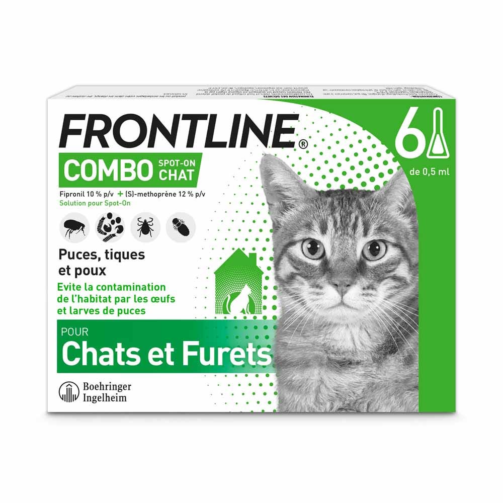 Frontline Spot On 6 Pipettes Cat And Furrets Combo 6 Pipettes De 0.5ml Easypara