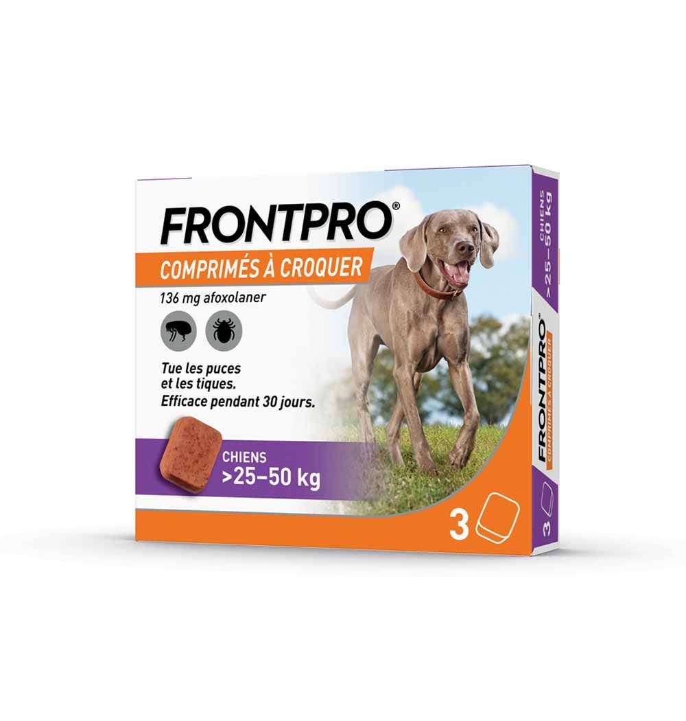 Frontline Frontpro antiparasitic very large dog 25 50kg Fleas and ticks x3 tablets Easypara