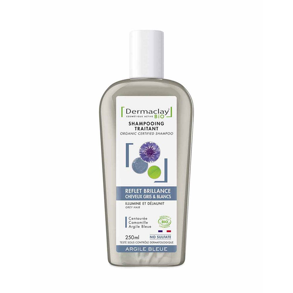 Dermaclay Bio Capilargil Highlight And Shine Shampoo For Blonde White Or Highlighted Hair Reflet Et Brillance Cheveux Gris et Blancs 250ml