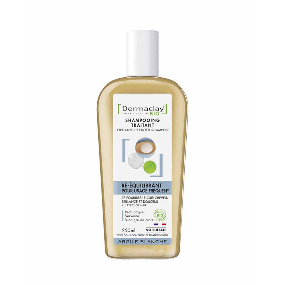 Dermaclay Shampoing BIO Probiotique pour Usage Fréquent White Clay 250ml