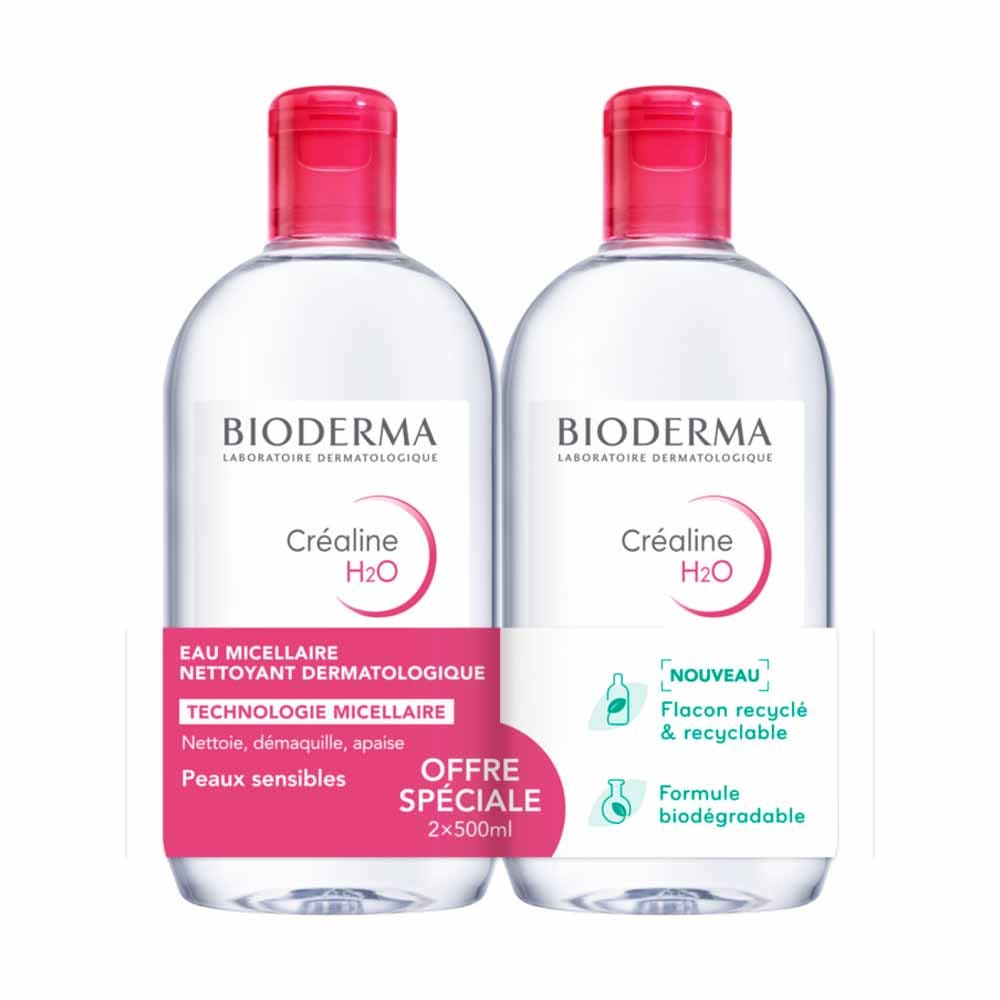 Bioderma Crealine Micellar solution make-up remover fragrance free créaline H20 H2O Sans parfum 2x500ml