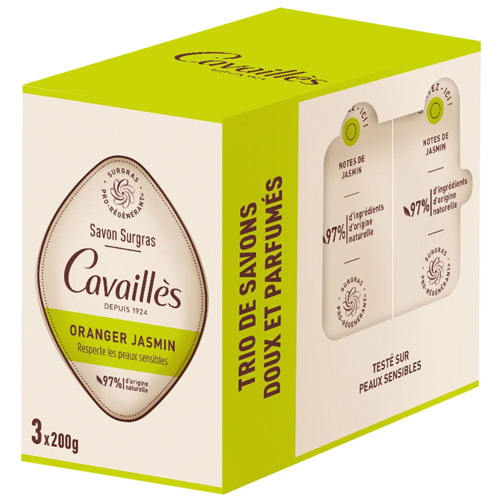 Cavaillès Surgras Pro-Regenerating Orange Jasmine Soaps 3x200g