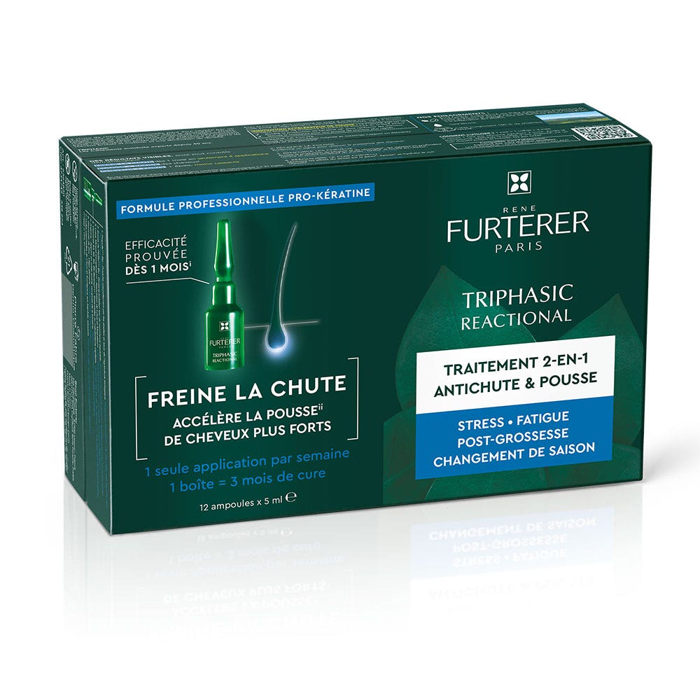 René Furterer Triphasic Reactional 2-in-1 Hair &amp; Growth Treatment 12x5ml ampulas