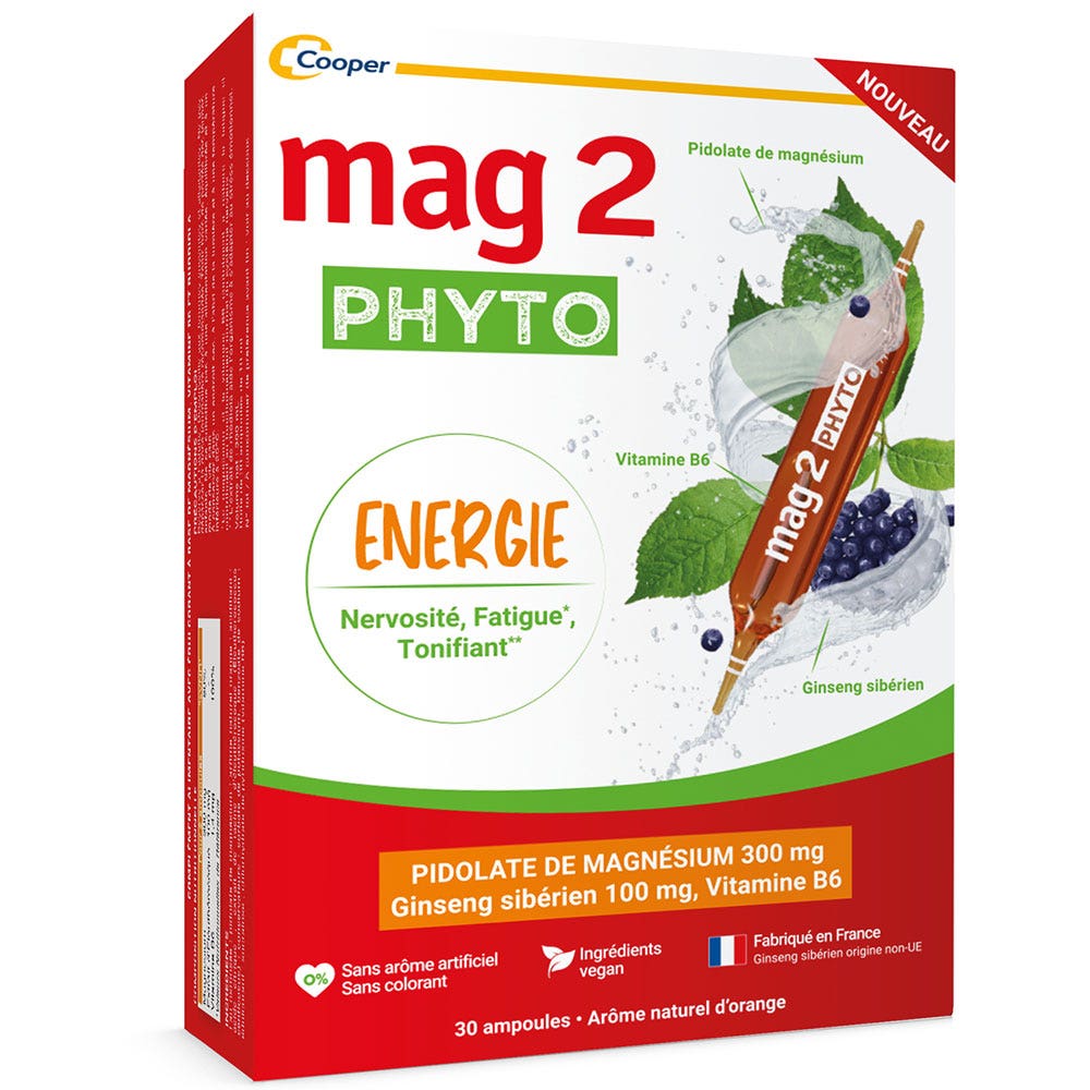 Mag 2 Mag 2 Phyto Energy Nervousness Fatigue Toning 30 Ampulas Nervosité Fatigue Tonifiant 30 Ampoules
