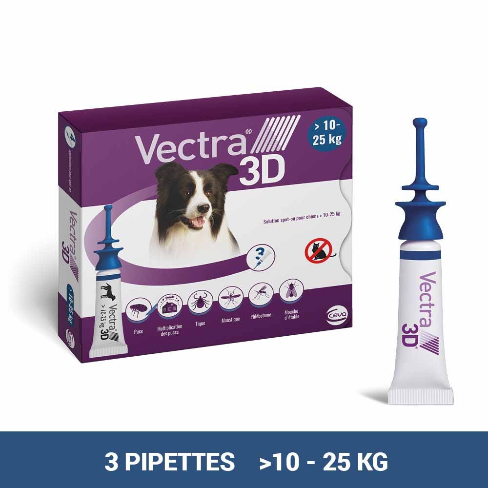 Vectra Spot-on solution for dogs &gt;10-25kg 3 pipettes