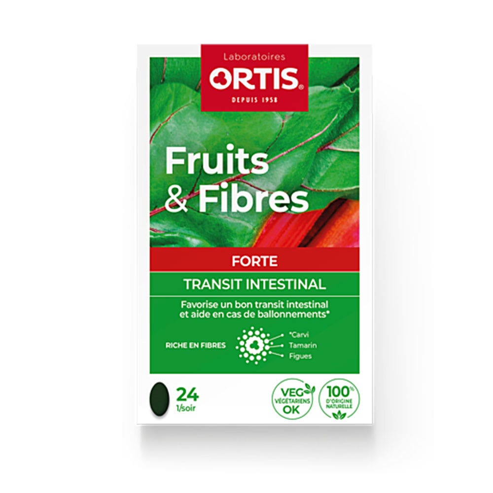 Ortis Fruit &amp; Fibre Forte Intestinal Transit 24 tablets