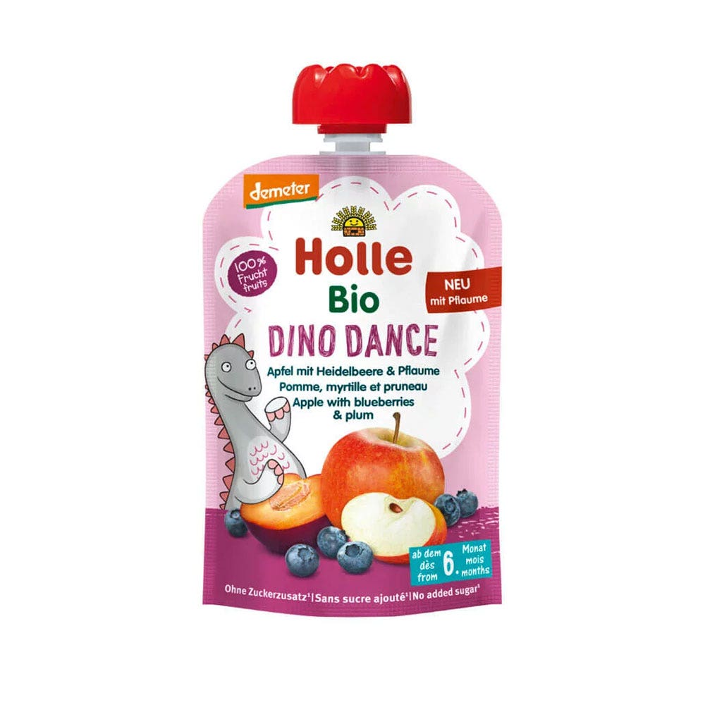 Holle Pural Dino Dance organic pouch apple, blueberry and plum flavour 100 g