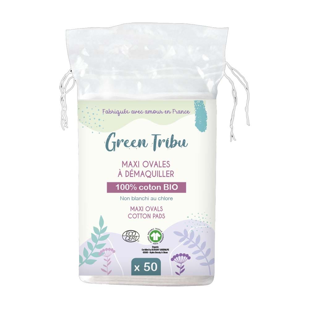 Green Tribu Oval makeup remover pads 50 units