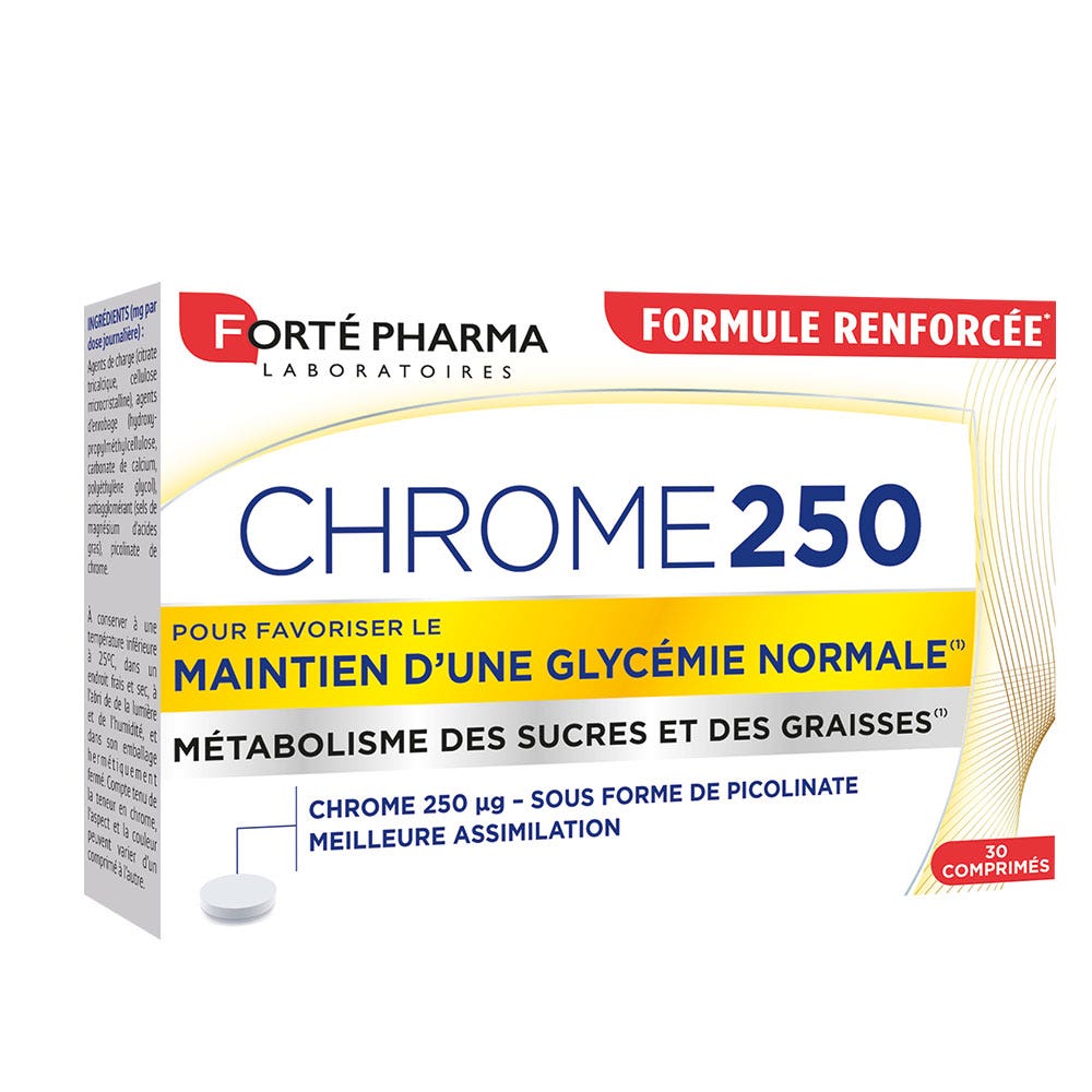 Forté Pharma Chrome 250 maintaining normal blood sugar levels 30 tablets