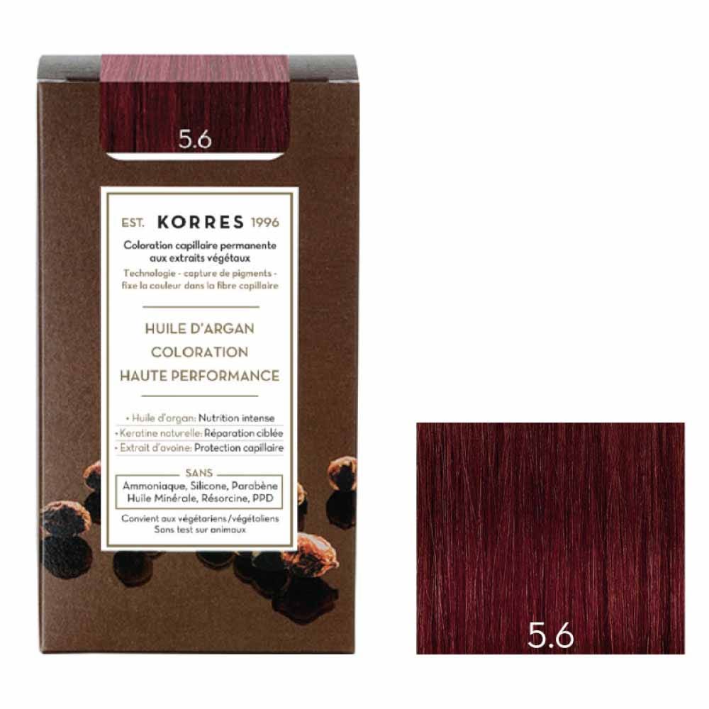 Korres Argan oil Permanent Hair Colour With Argan Oil 50ml 5.6 CHATAIN CLAIR MAGENTA