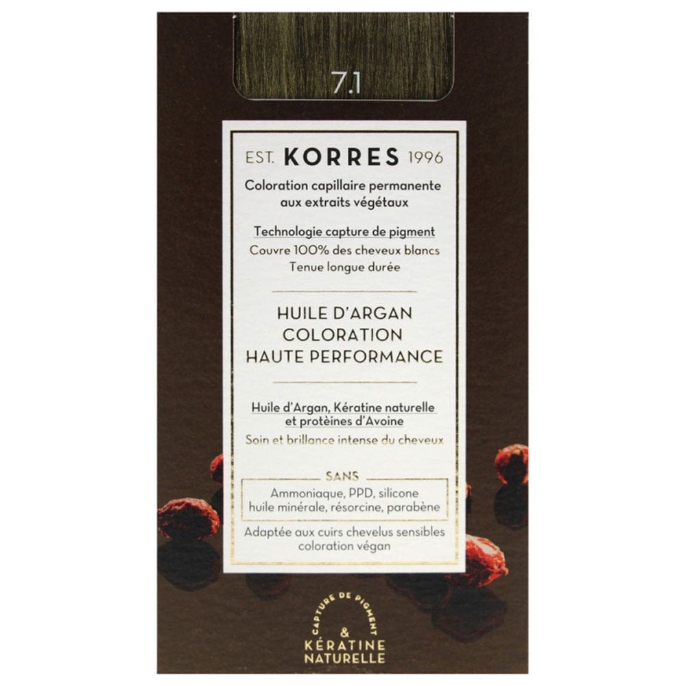 Korres Argan oil Permanent Hair Colour With Argan Oil 50ml 7.1 ASH BLOND