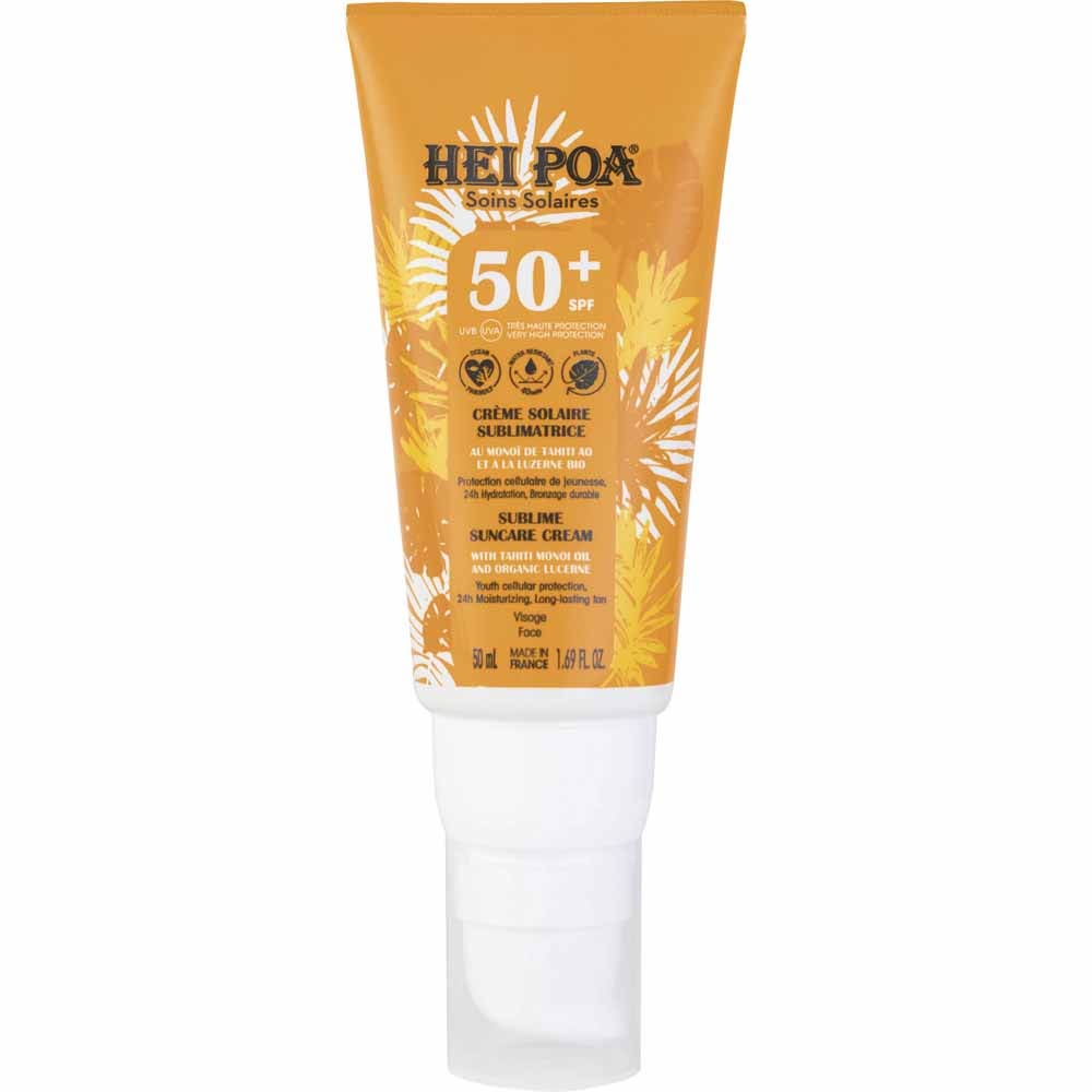 Hei Poa Sun Care Sublimating Sunscreen Face Cream SPF50+ Au Monoï de Tahiti AO 50ml