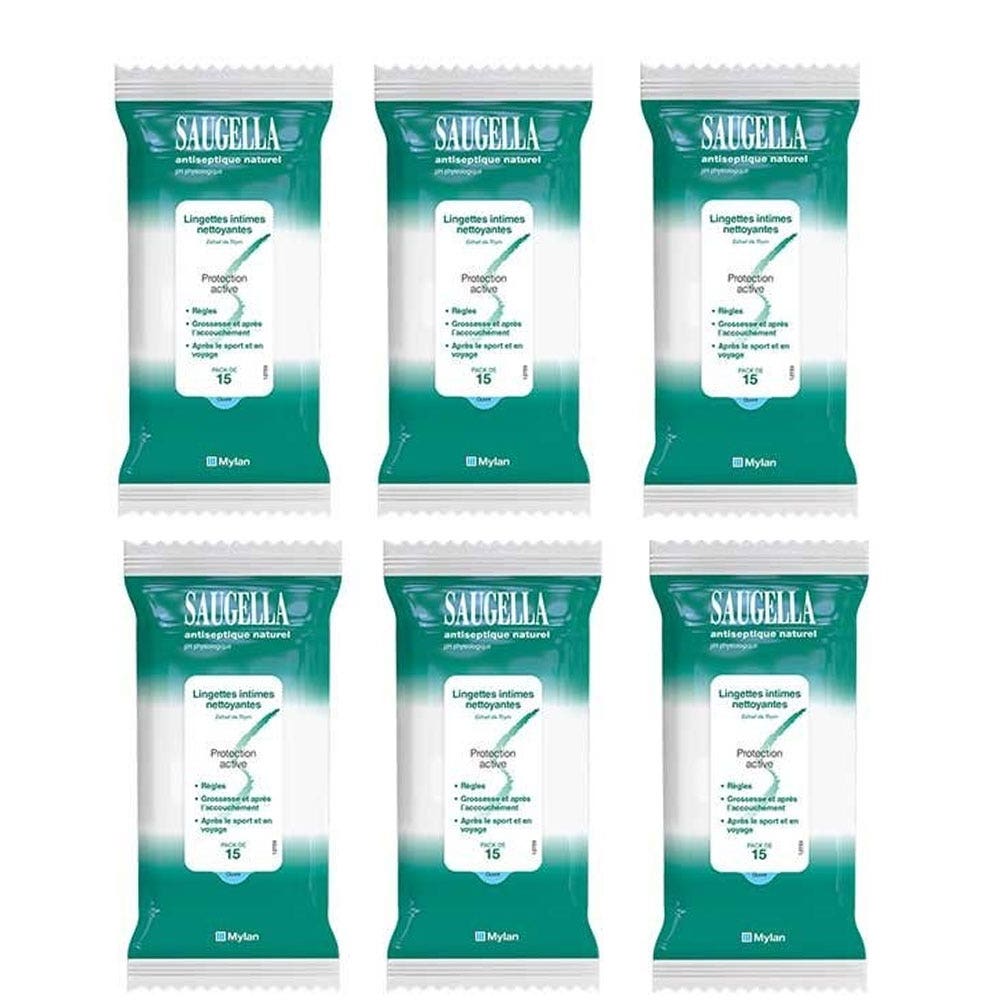 Saugella Antiseptic Natural Antiseptic 15 Intimate Wipes 6x15