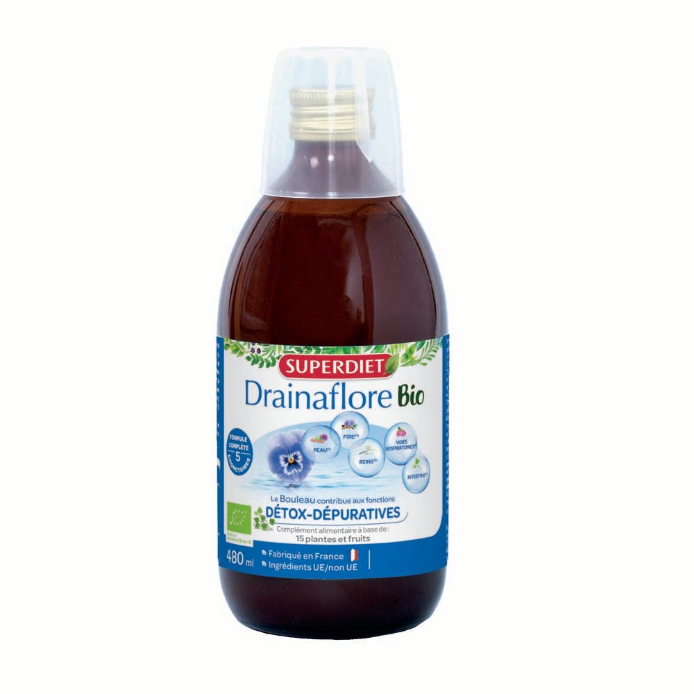 Superdiet Drainaflore organic detox and purifying 480 ml
