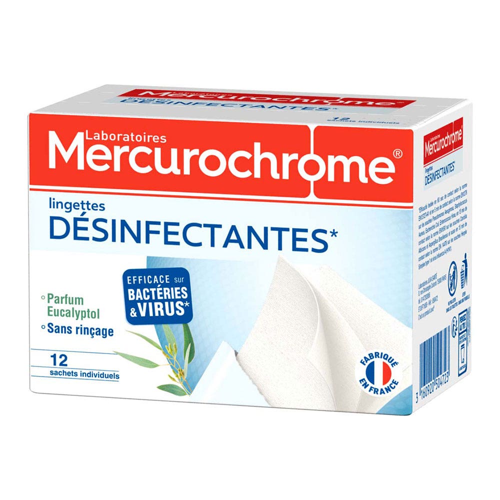 Mercurochrome Disinfectant wipes x 12 sachets