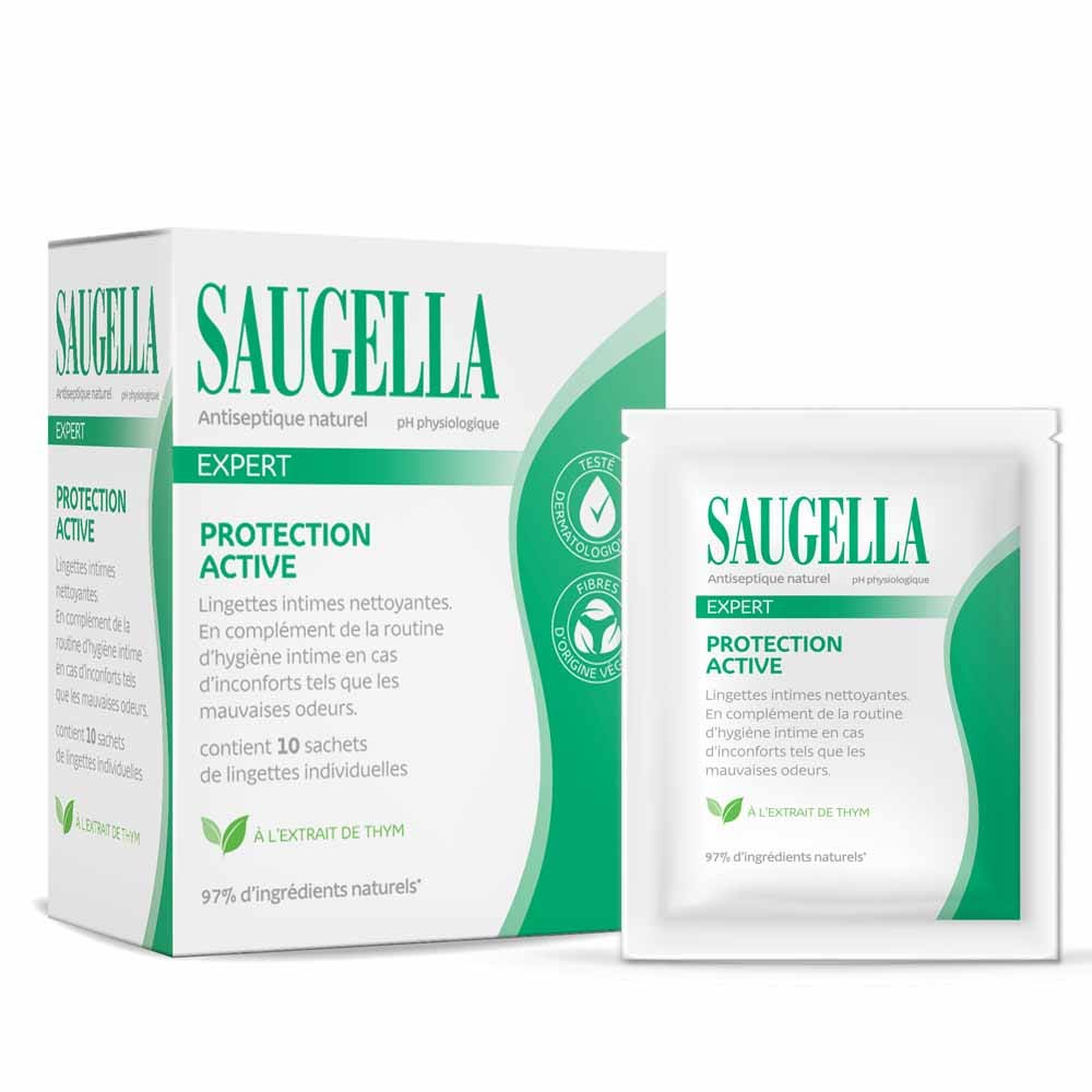Saugella Antiseptic Natural intimate cleansing wipes with active protection 10 units
