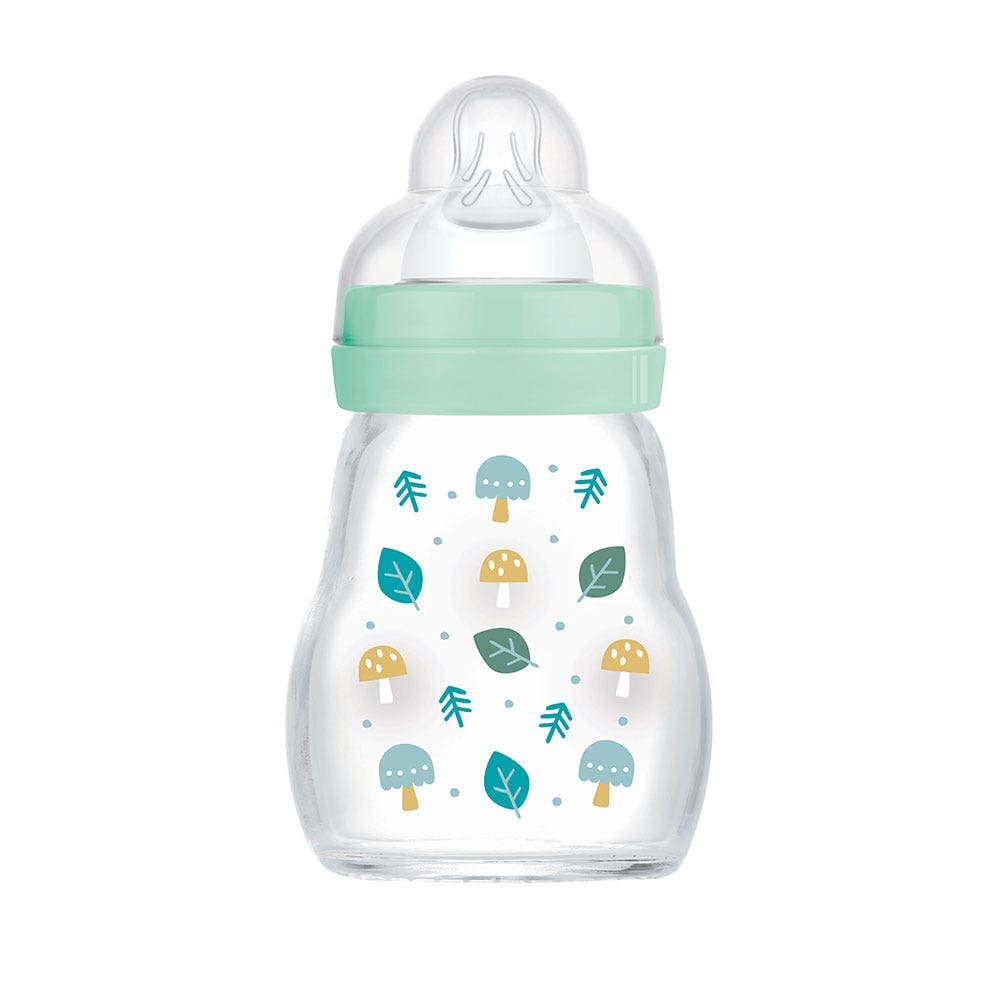 Mam Nature Glass Baby Bottle Aqua Teat Flow