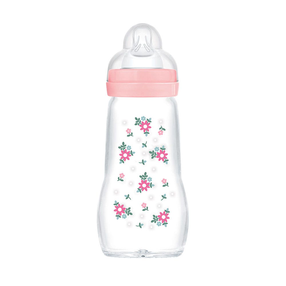 Mam Glass Baby Bottle Slow Flow 2 From Birth 0 Months And Plus Dès La Naissance 260 ml