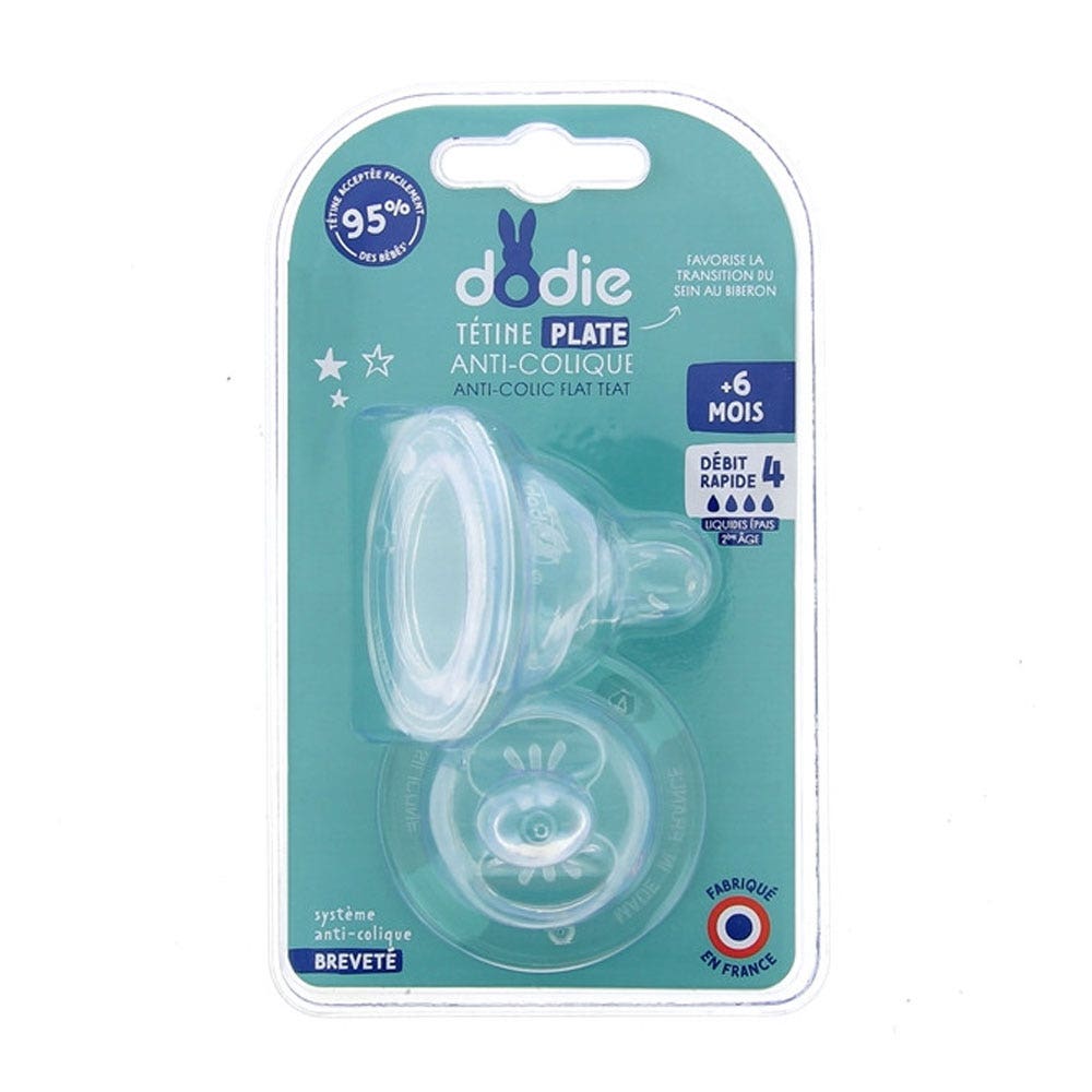 Dodie Flat Teat Sensation+ Broad Neck From 6 Months (batch Of 2 Teats ) x2