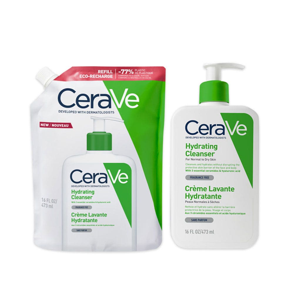 Cerave Body Cleanser Hydrating cleansing cream for face and body + eco refill for normal to dry skin 2 x 473 ml