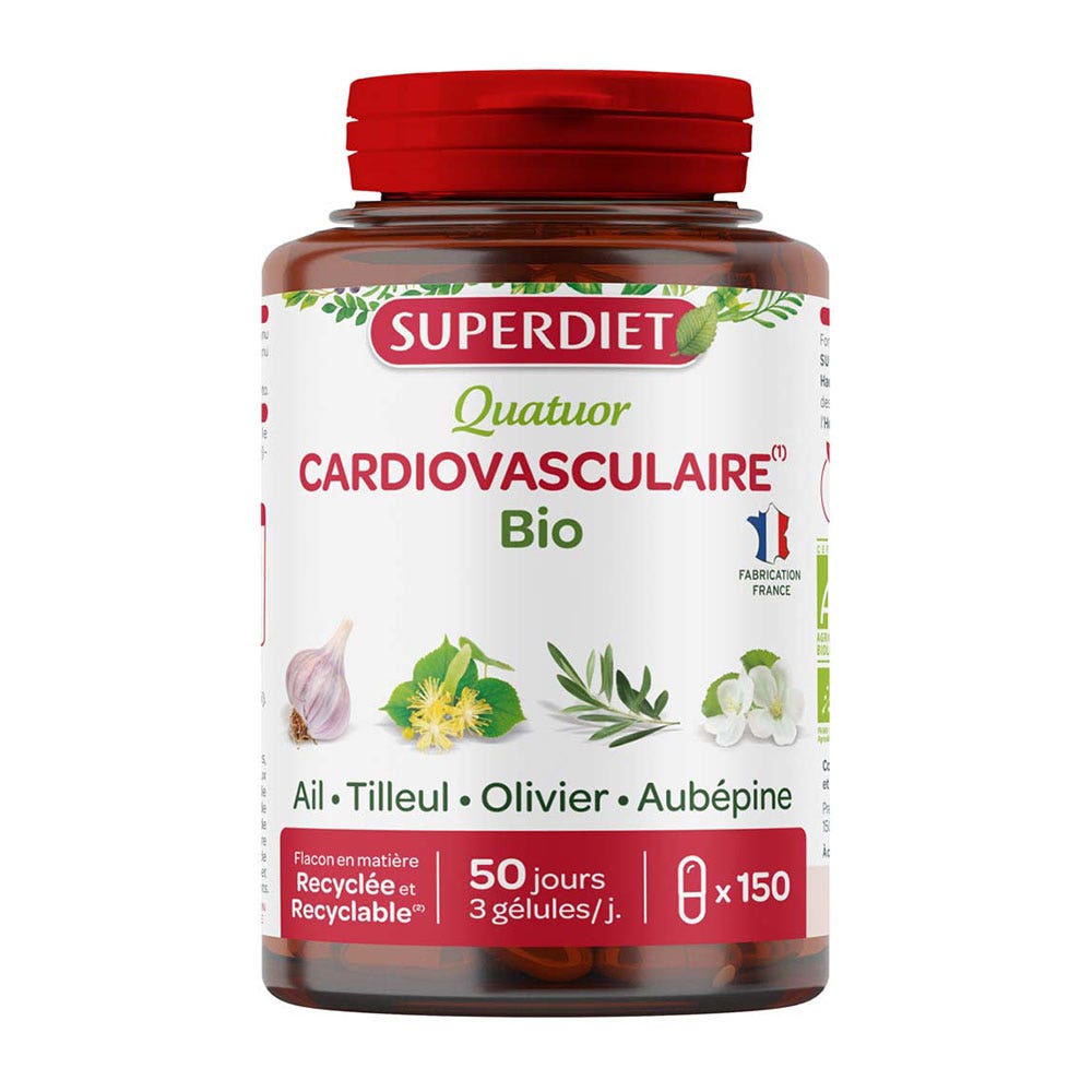 Superdiet Quatuor Cardiovascular Organic Garlic 150 Capsules 150 Gelules