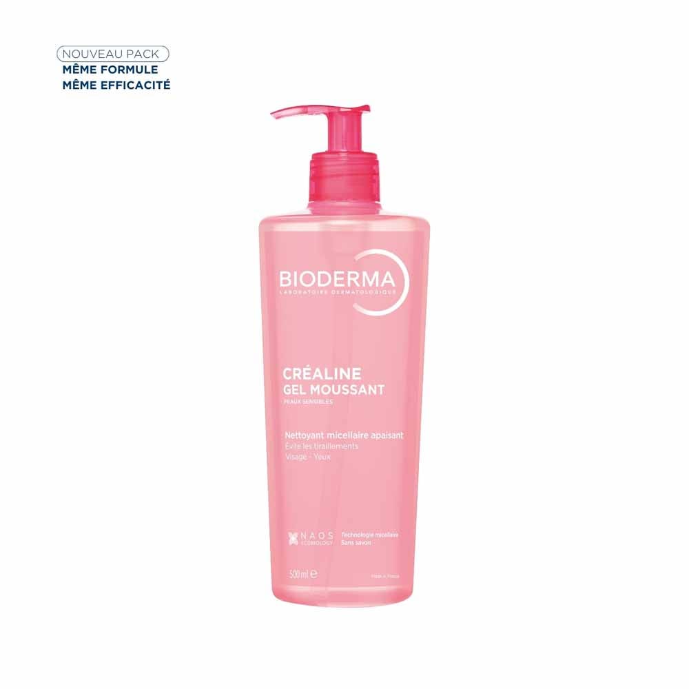 Bioderma Crealine Foaming Gel Micellar Soothing Cleanser Peaux sensibles visage et yeux